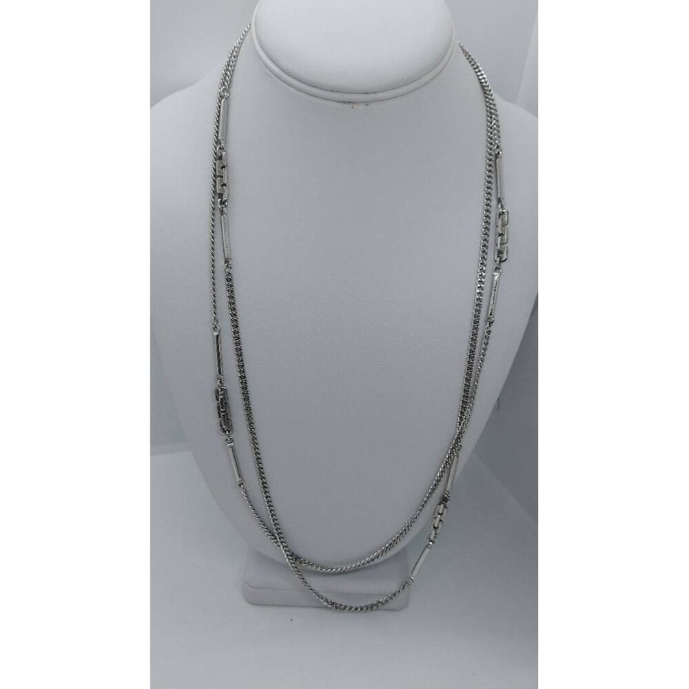 Vintage‎ Monet long silver necklace